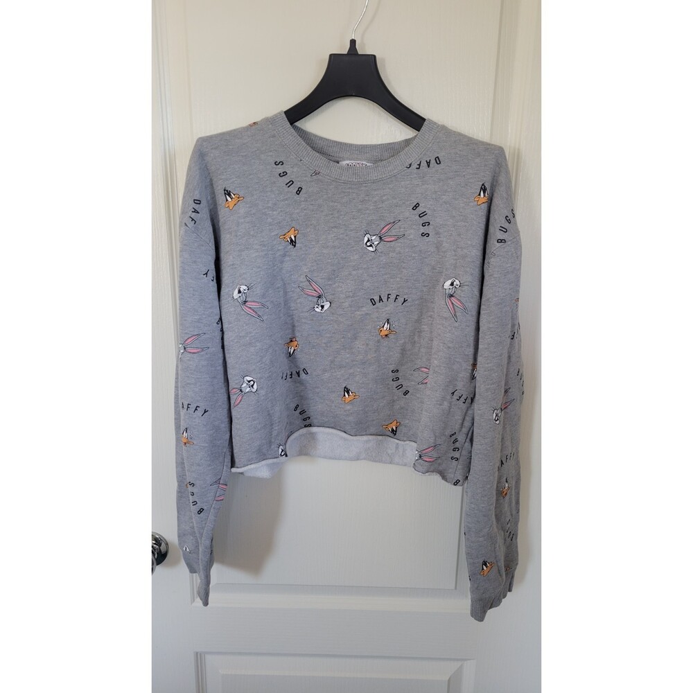 Women's Looney Tunes Gray Cropped Sweater